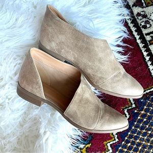 Faux leather flats with side cutouts